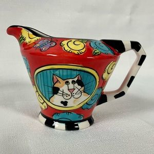 Catzilla Candice Reiter Designs Signed Ceramic Cat Creamer